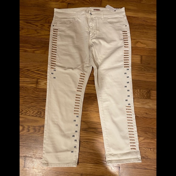 Pilcro NWT Ivory Multi Color-Accented Slim Boyfriend Jeans in 33 - Picture 3 of 14